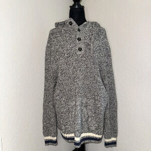 American Eagle Outfitters Sweater Men's XL Gray Knit Cotton Henley Neck Hooded